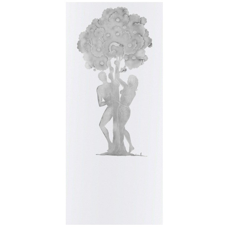 Figural Etched Glass Panel "Adam and Eve"