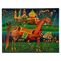 Yuri Gorbachev "Horse Near My River" Original Oil Painting