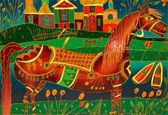 Yuri Gorbachev "Horse Near My River" Original Oil Painting