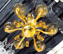 Murano  Smoked  Amber  Glass  Chandelier