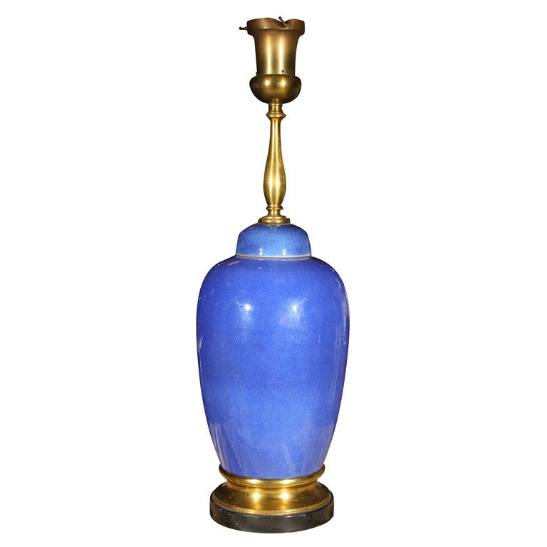 BLUE CERAMIC GINGER JAR LAMP