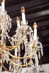 18 Lite Brass And Crystal Chandelier