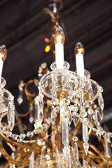 18 Lite Brass And Crystal Chandelier
