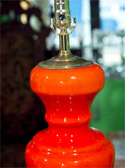 Pair  Orange  Venetian  Glass Lamps From  Murano