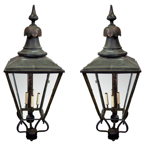 Pair of two Converted 19th Century Outdoor Gas Lamps