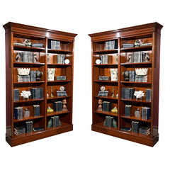 Mahogany Wood Bookcase In Two Sections