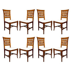 Set of Six Italian Walnut Side Chairs
