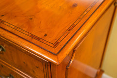 English Yew Wood Four Drawer File Cabinet