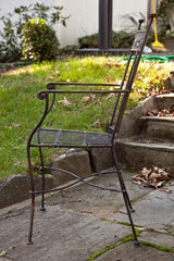 Set of Five Wrought Iron Armchairs with Overlay