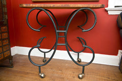 Black Iron and Oak Serving Cart