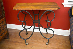 Black Iron and Oak Serving Cart