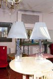 Pair  of  Lucite  &  Stainless  Steel  Lamps