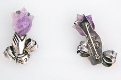 William Spratling's Unmatched Pair of Amethyst Sterling Silver Pins