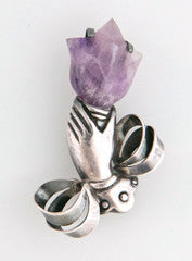 William Spratling's Unmatched Pair of Amethyst Sterling Silver Pins