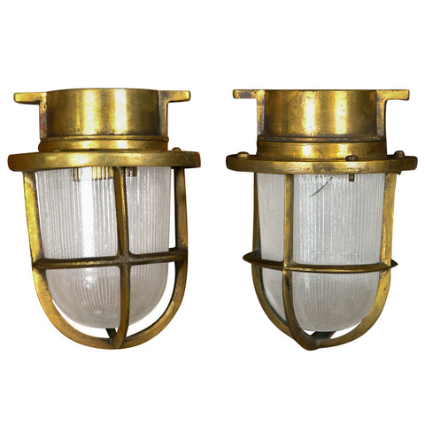 Pair Of Brass Ship's Passage Lamps