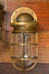 Pair Of Bronze Ship's Passage Lamps With Side Wall Mounts