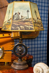 Ships Wheel  Table Lamp With Parchment Shade