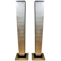Pair  Silver  Leaf  Lighted  Posts