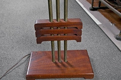 Pair of Standing Mahogany And Brass Standing Floor Lamps