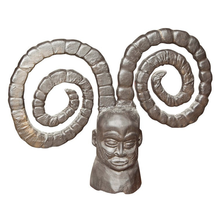 Zulu African Tribal Ceremonial Head with Horns