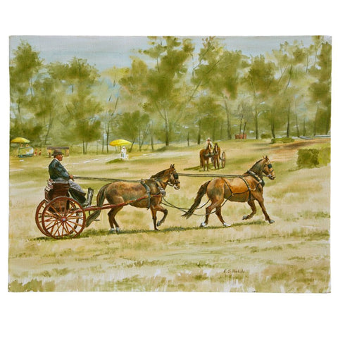 E.S. Nichols American Mid Century Impressionist Painting – Horse and Buggy