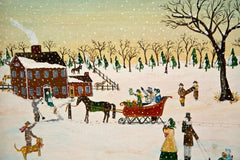 Oil Painting "Christmas Snow" in Primitive Style