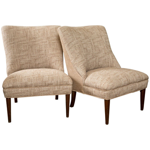 Pair of Cafe Au Lait Slipper Chairs