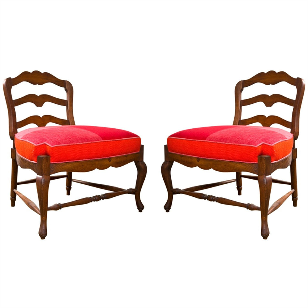 Pair of Over-sized Country French Ladderback Pull Up Chairs
