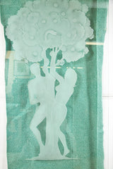 Figural Etched Glass Panel "Adam and Eve"