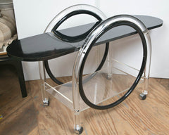 Neo Deco Rolling Serving Cart in Lucite and Plastic Laminate