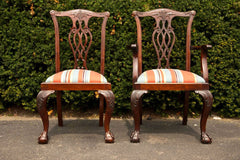Set Of 8 Mahogany Chippendale Style Dining Chairs