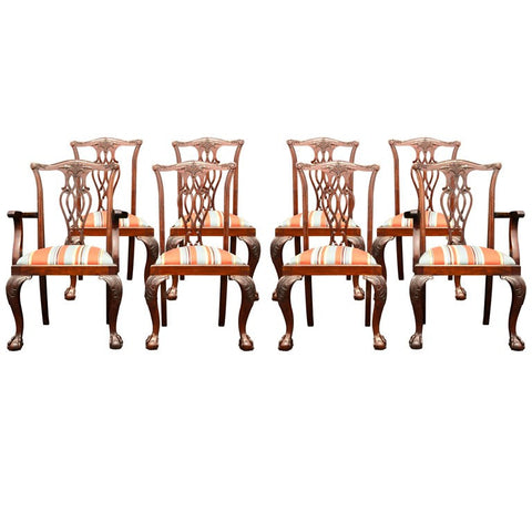 Set Of 8 Mahogany Chippendale Style Dining Chairs